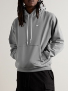Nike - Logo-Embroidered Cotton-Blend Jersey Hoodie - Gray