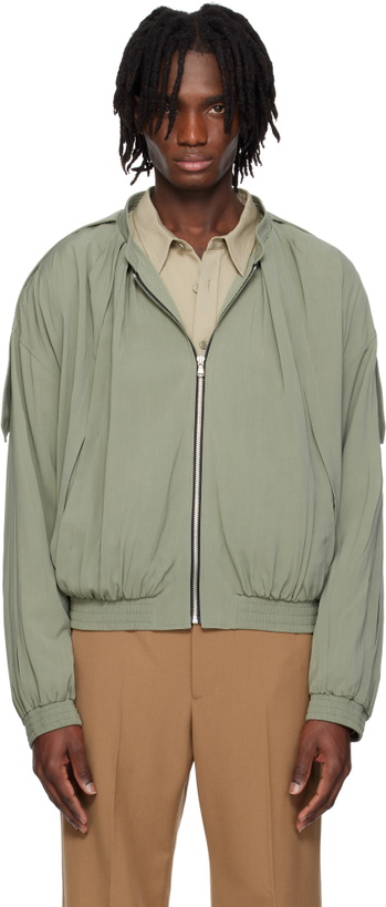 Photo: RECTO Khaki 80s Tucked Detail Disco Bomber Jacket