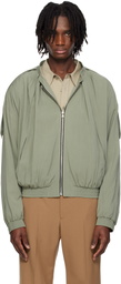 RECTO Khaki 80s Tucked Detail Disco Bomber Jacket