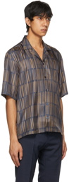 Boss Navy & Brown Silk T-Lord Short Sleeve Shirt