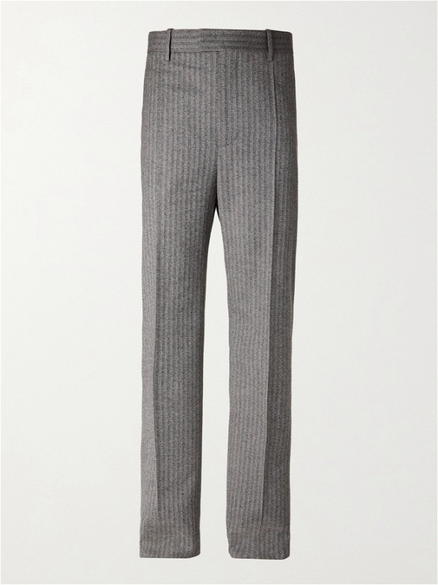 Photo: BOTTEGA VENETA - Herringbone Wool-Flannel Suit Trousers - Gray
