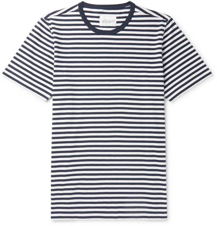 Photo: Albam - Striped Cotton-Jersey T-Shirt - Men - Navy