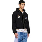 Chopova Lowena Black Fuzzy Pearl Zip Hoodie