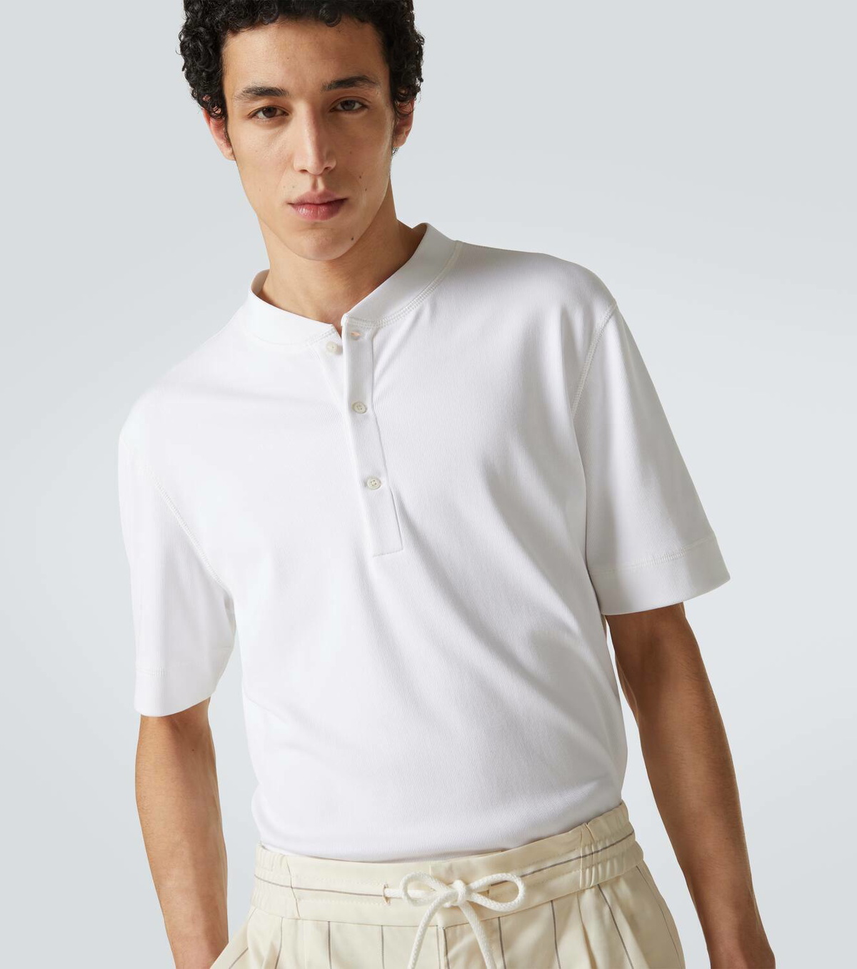 【新品定価13万】BRUNELLO CUCINELLI　半袖ニットシャツ Brunello Cucinelli Jersey Henley shirt Brunello Cucinelli