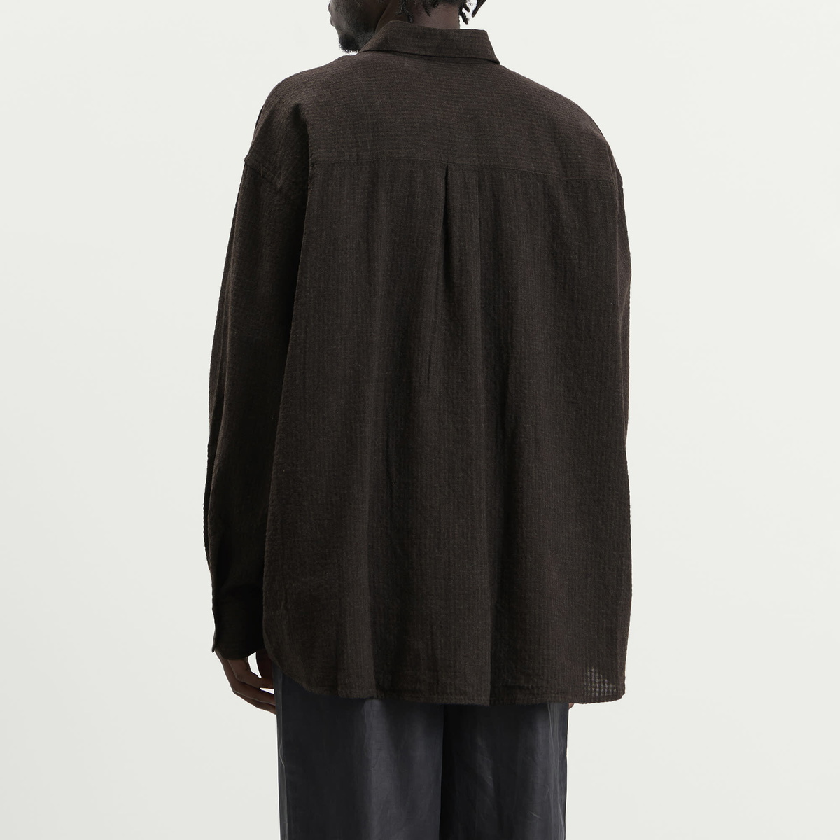 Our Legacy Men's Check Grid Cloth Borrowed Shirt in Truffle