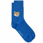 Maison Kitsuné Men's Fox Head Socks in Deep Blue