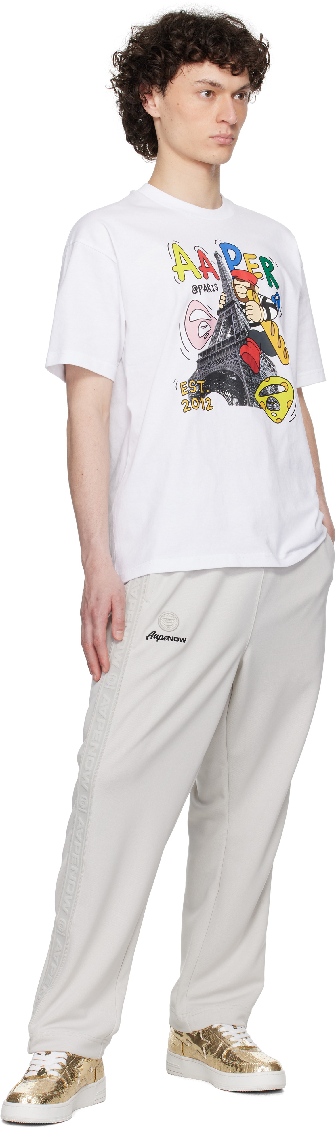 AAPE by A Bathing Ape White 'AAPER' Graphic-Print Short Sleeve T