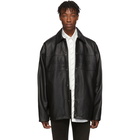 Balenciaga Black Grainy Leather Snapped Jacket