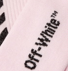 Off-White - Glittered Logo-Intarsia Stretch Cotton-Blend Socks - Pink