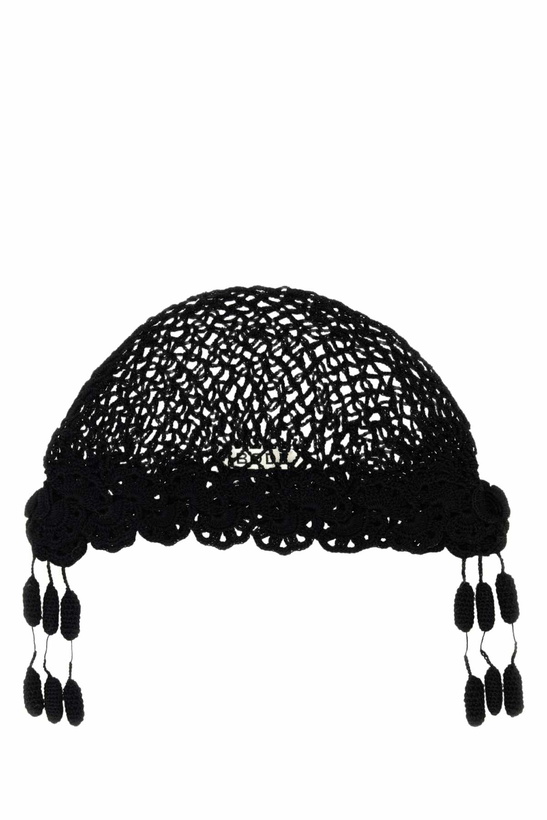 Photo: Bode Black Crochet Blossom Beanie