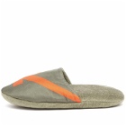 Off-White Arrow Pattern Slippers in Army Green