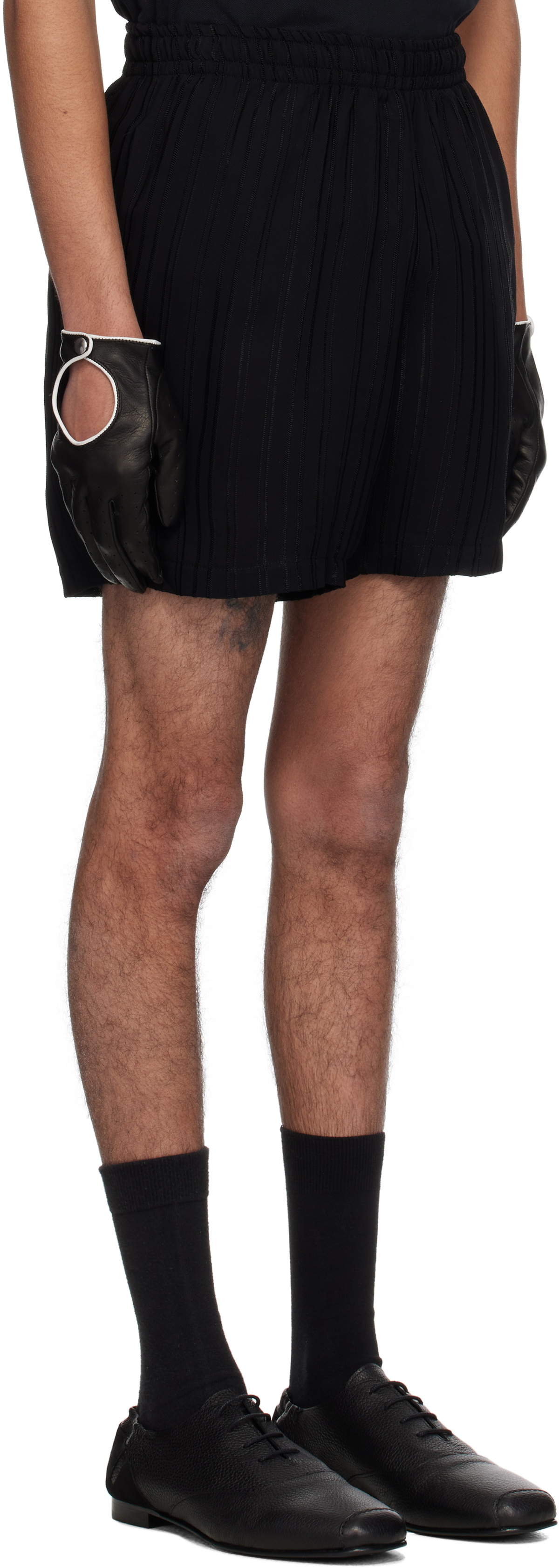 Ernest W. Baker Black Pin Stripe Track Shorts