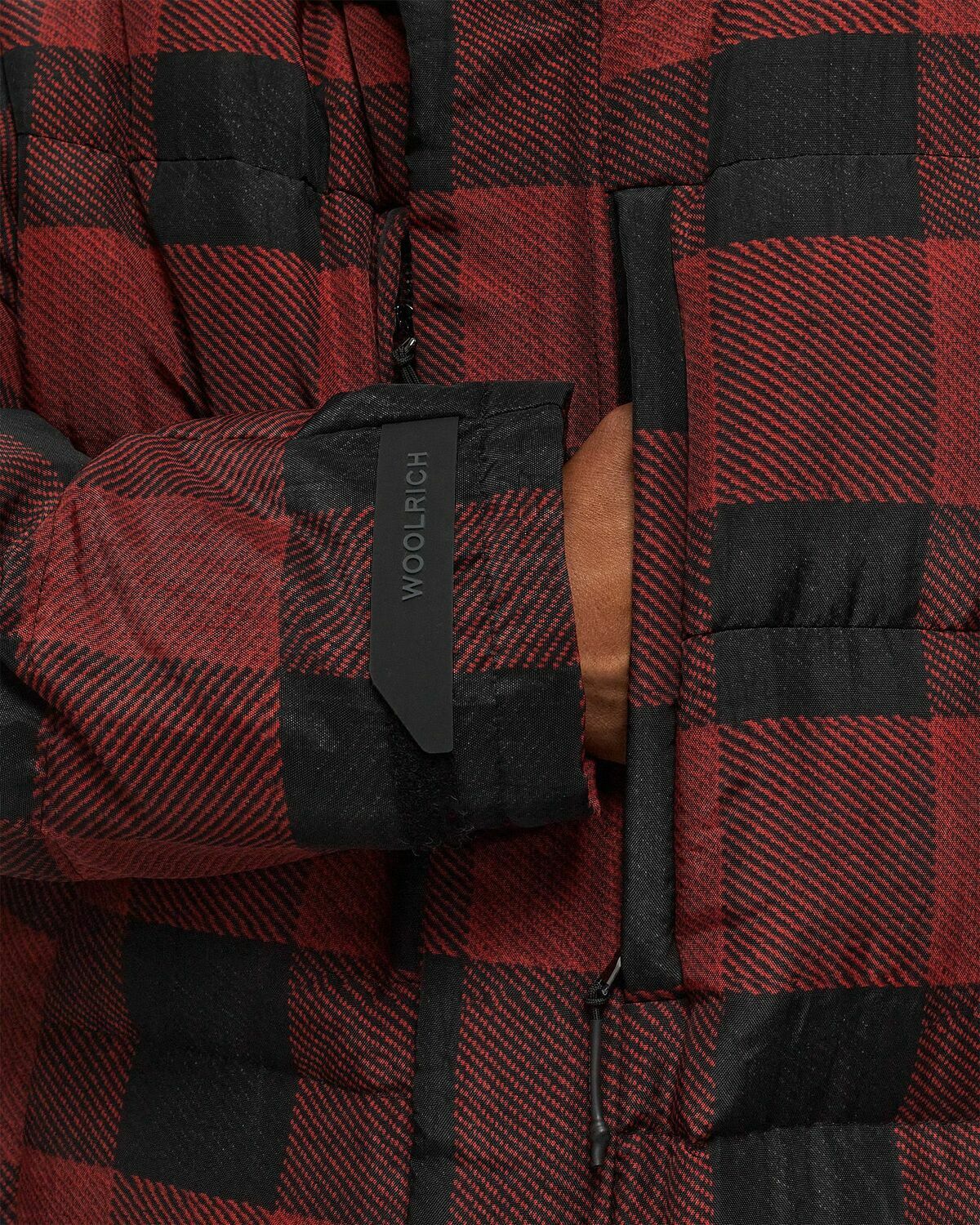 Woolrich Black Label Buffalo Check Long Parka Red Parkas Woolrich