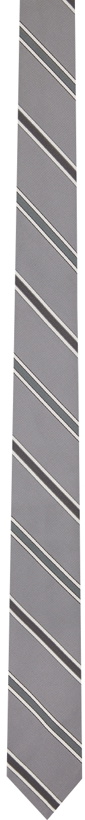 Photo: Thom Browne Grey Alternating Stripe Classic Tie