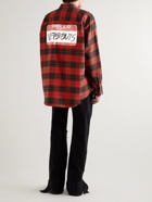 VETEMENTS - Logo-Print Checked Cotton-Flannel Shirt - Red