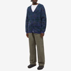 Beams Plus Men's Botanical Pattern Cardigan in Navy