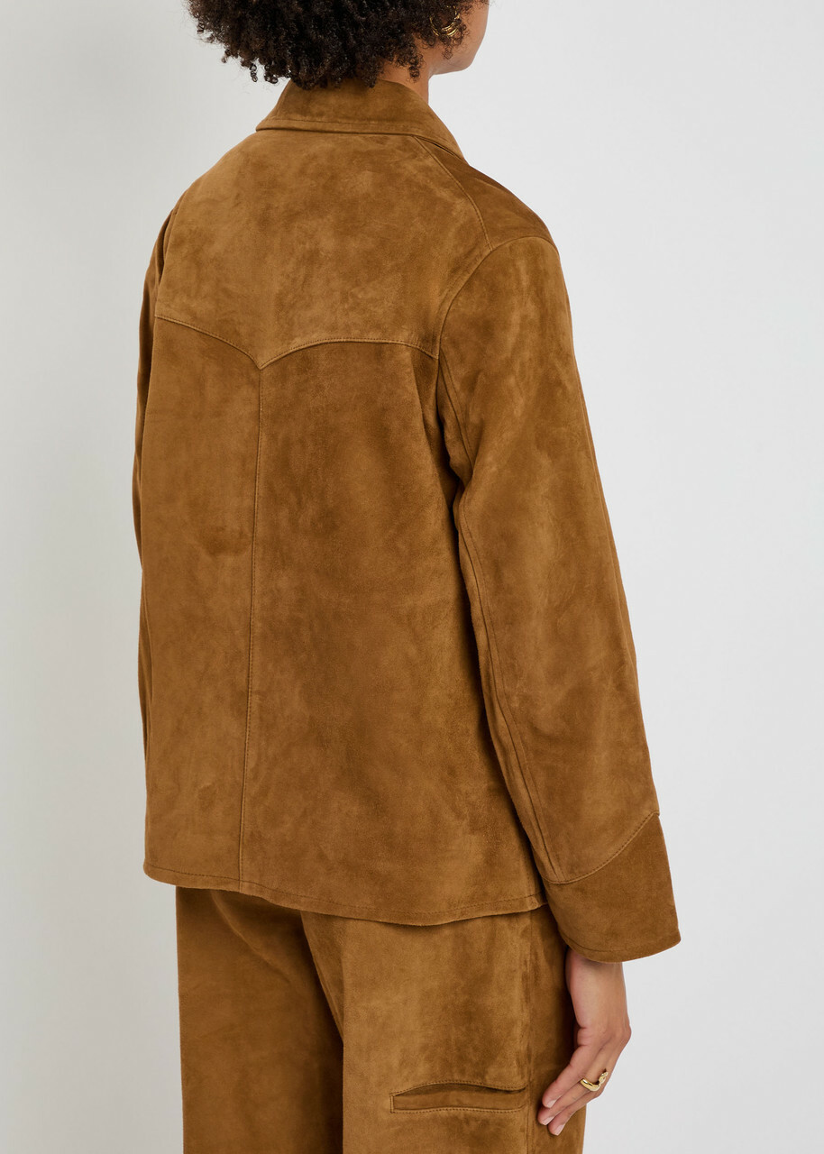 Tory Burch Panelled Suede Jacket Tan