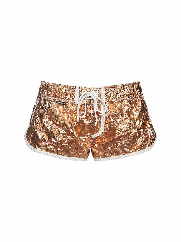 Photo: TOM FORD - Metalized Crinkled Running Shorts