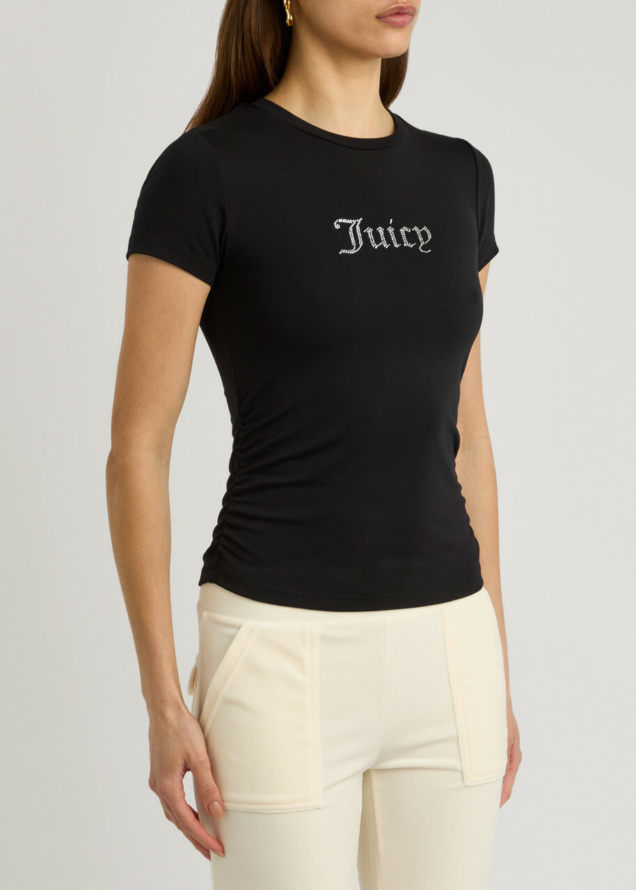 Juicy Couture Dot Logo-embellished Jersey T-shirt Black