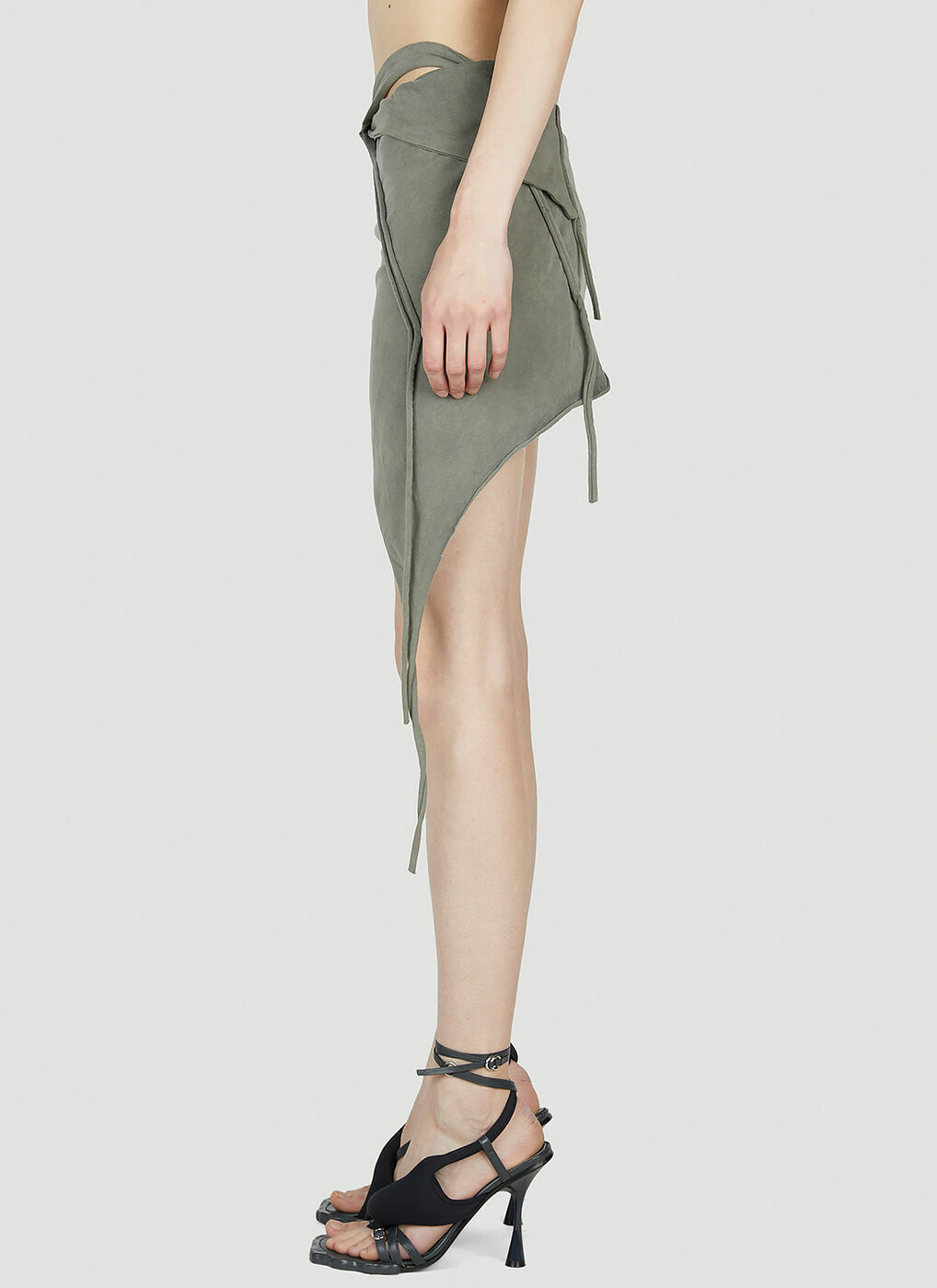 スカート OTTOLINGER SKIRT (10430010402) Ottolinger Beige Distressed Midi Skirt Ottolinger