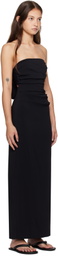 St. Agni Black Strapless Tie Back Maxi Dress