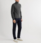 Isaia - Slim-Fit Cable-Knit Wool Rollneck Sweater - Gray