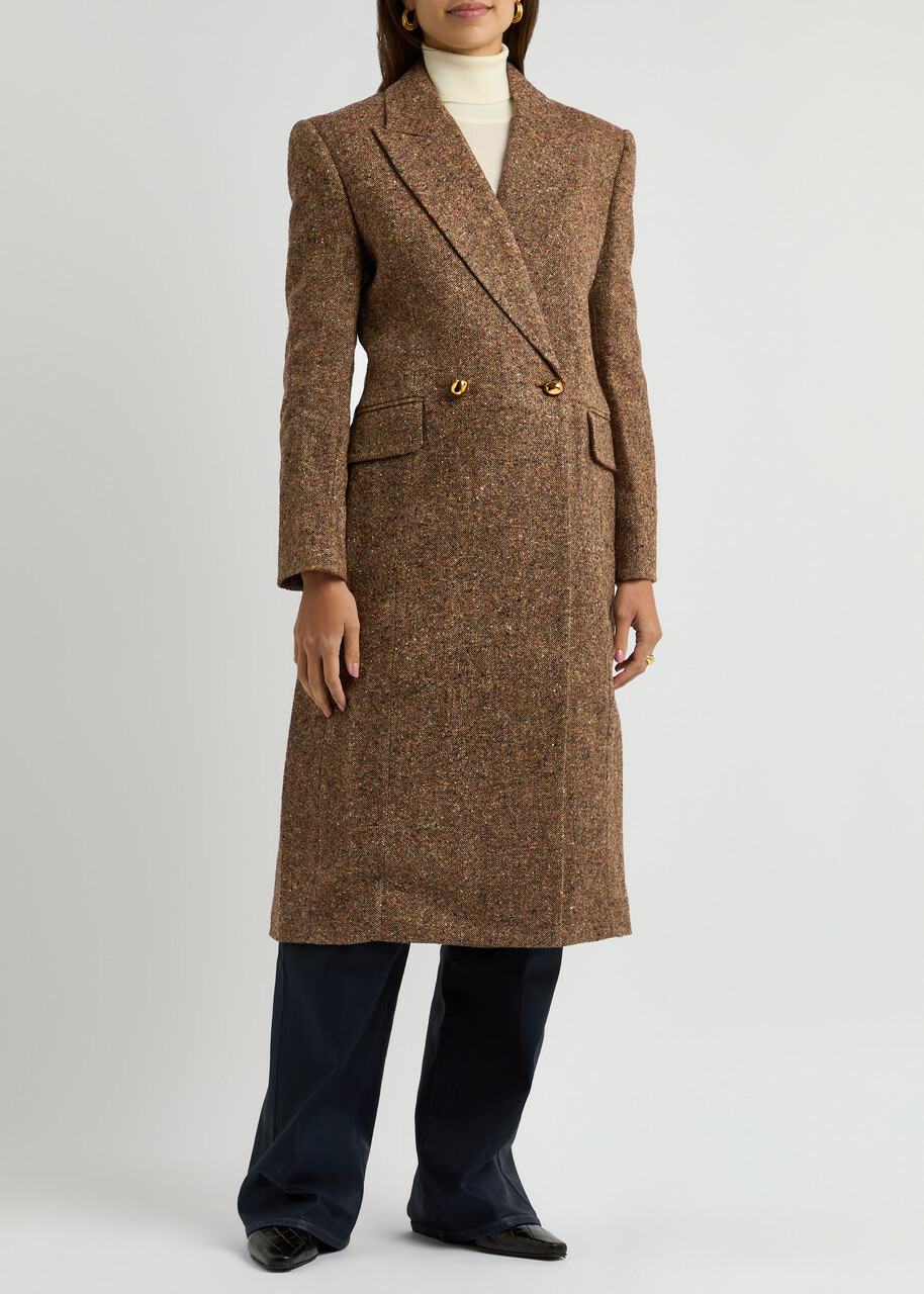 Zimmermann Illustration Hourglass Double-breasted Wool-blend Coat Brown