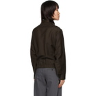 Eftychia Brown Standing Placket Harrington Jacket