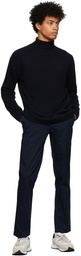 Sunspel Navy Roll Neck Sweater