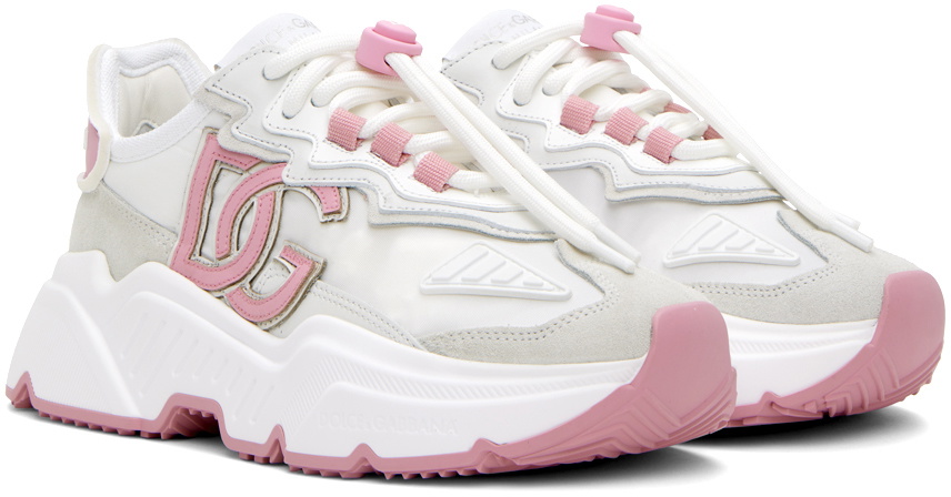 Dolce & Gabbana White & Pink Daymaster Sneakers Dolce & Gabbana
