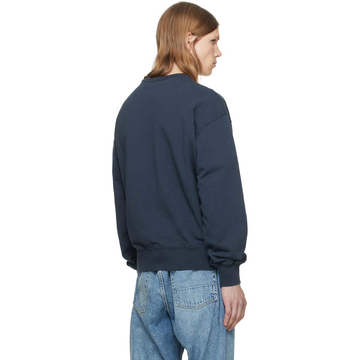 A.P.C. Navy Vintage-Effect 'A.P.C.' Logo Sweatshirt