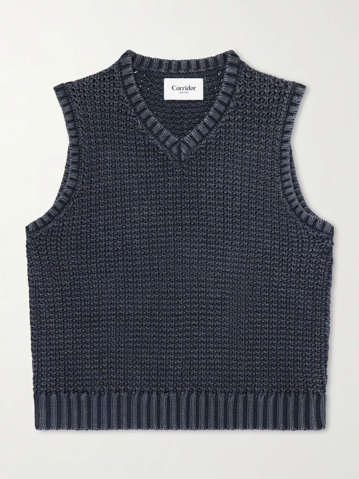 Corridor - Open-Knit Cotton Vest - Black
