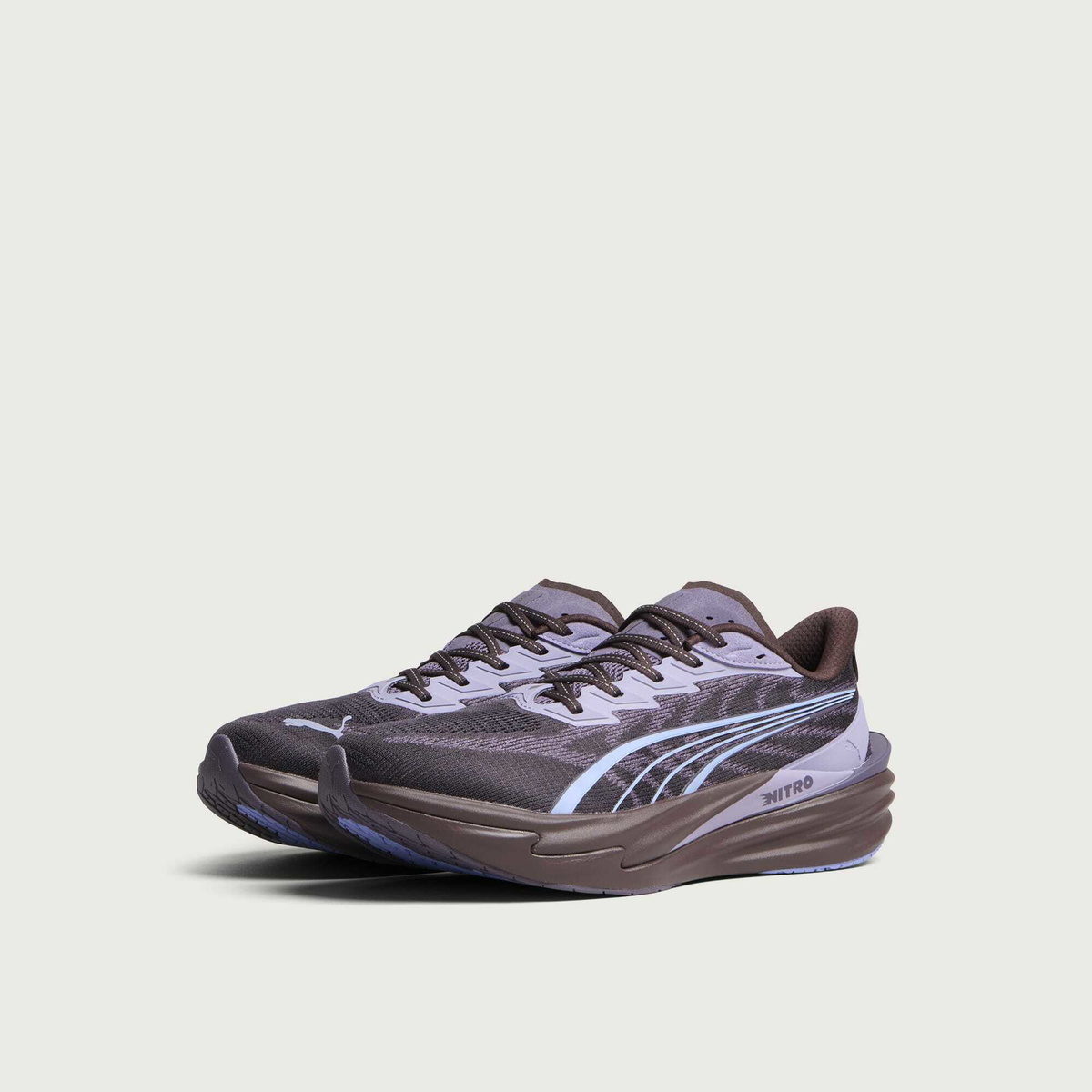 Puma Men's Deviate Nitro 4 Sneaker in Chocolate Brown/Purple Charcoal