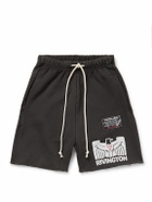 RRR123 - Flag Frayed Logo-Print Cotton-Jersey Shorts - Black