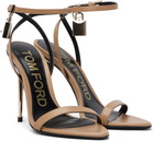 TOM FORD Beige Shiny Padlock Pointy Naked Heeled Sandals