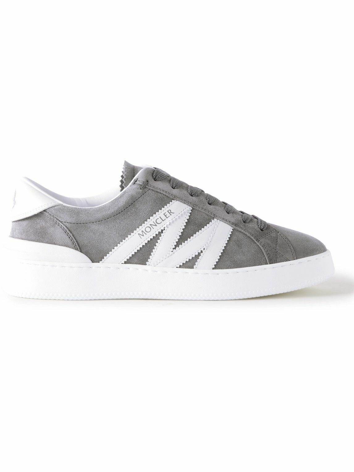 Photo: Moncler - Monaco Leather-Trimmed Suede Sneakers - Gray