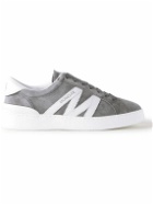Moncler - Monaco Leather-Trimmed Suede Sneakers - Gray