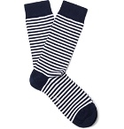 Sunspel - Striped Stretch Cotton-Blend Socks - Men - Navy