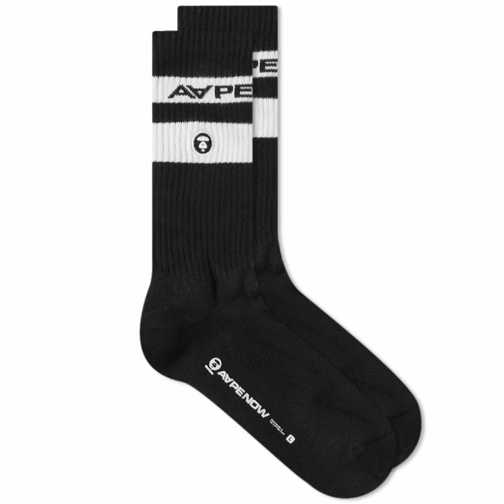 Photo: Men's AAPE Emblem Sports Sock in Black