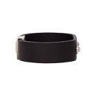 Saint Laurent Black Leather Logo Bracelet