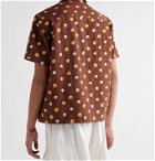 BODE - Camp-Collar Embroidered Cotton Shirt - Burgundy