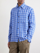 Kartik Research - Pataudi Checked Linen Shirt - Blue