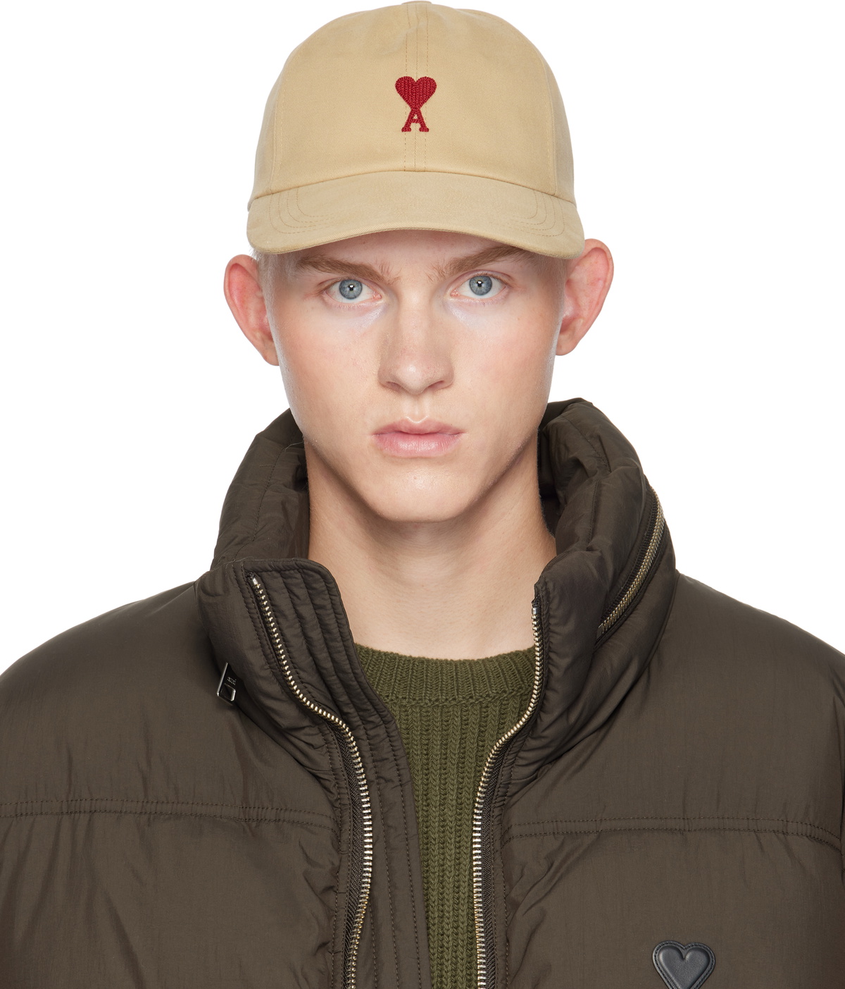 AMI Paris Beige Ami de Coeur Embroidery Cap AMI