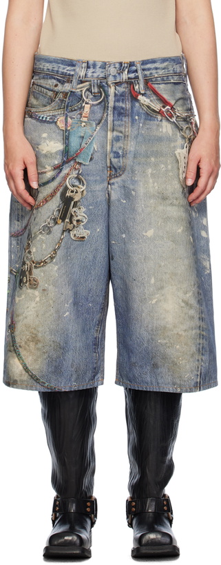 Photo: Acne Studios Blue Trompe L'œil Denim Shorts