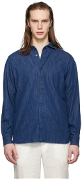 Ermenegildo Zegna Blue Pure Cotton Denim Shirt