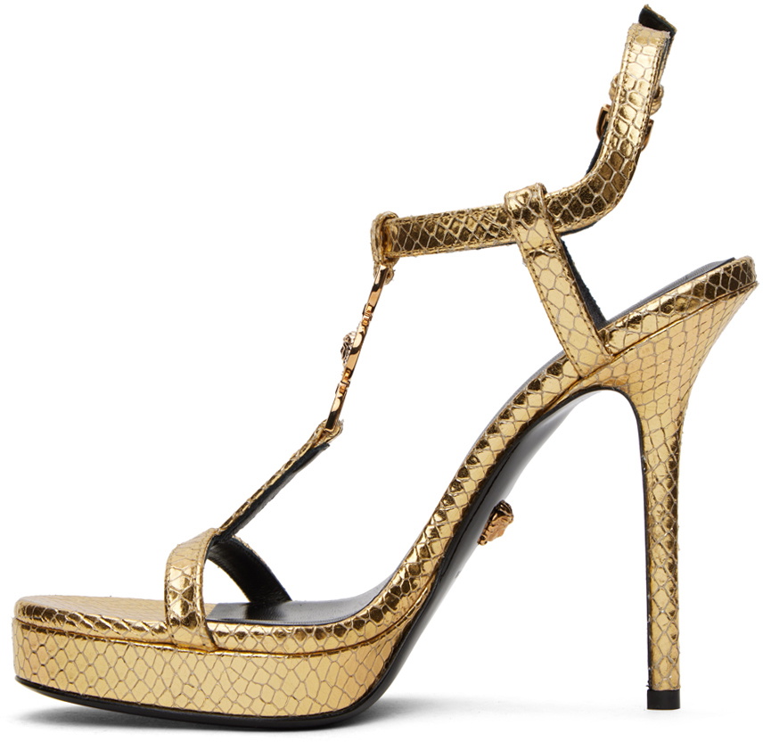Versace Gold Medusa '95 Metallic Heeled Sandals