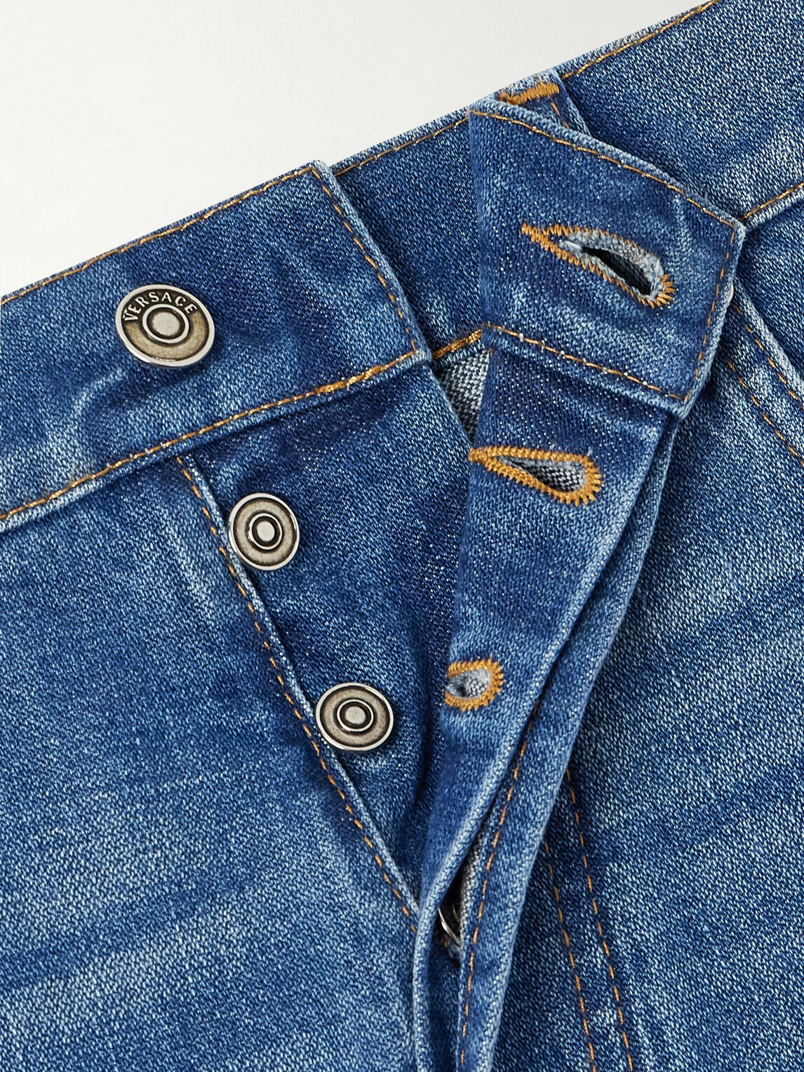 Versace - Straight-Leg Logo-Appliquéd Jeans - Blue