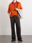 A Kind Of Guise - Open-Knit Organic Cotton and Linen-Blend Polo Shirt - Orange