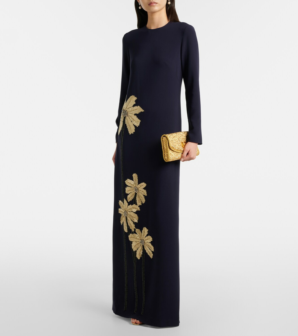 Costarellos Nevina crystal-embellished crêpe gown