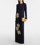 Costarellos Nevina crystal-embellished crêpe gown